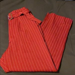 Maroon pinstripe pants